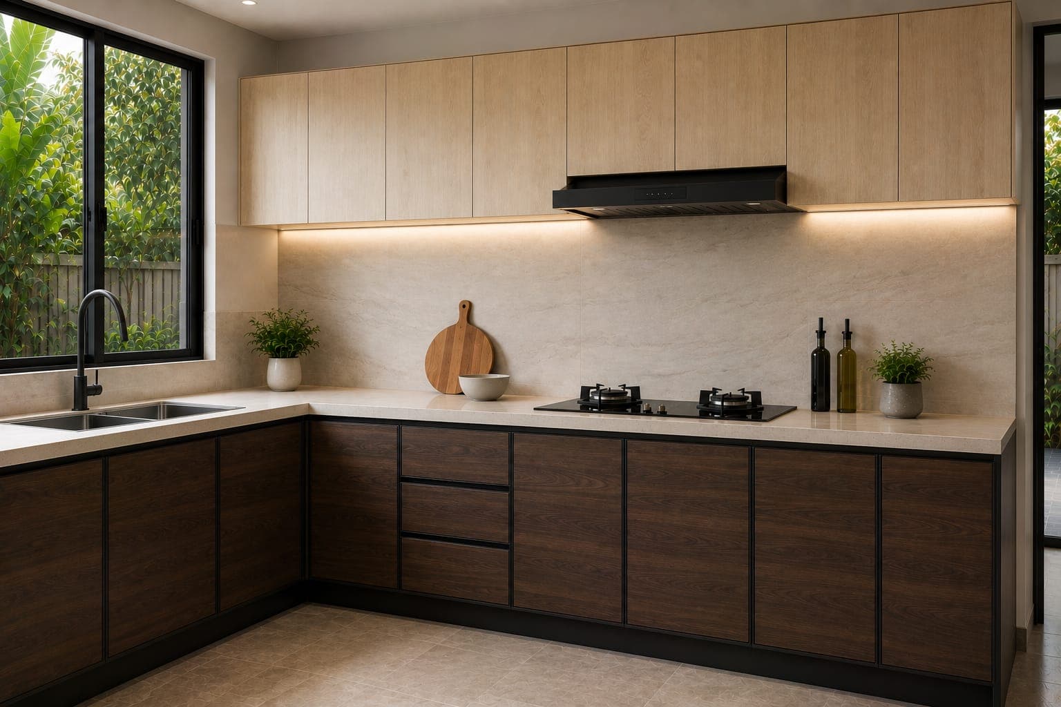 ACP Kitchen — Pale Oak + Smoked Walnut (Two-Tone)
