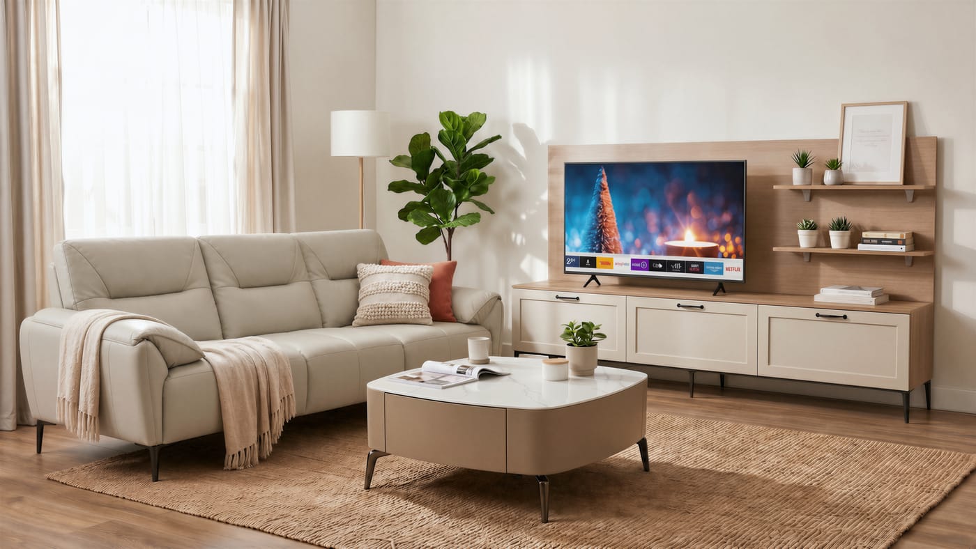Living & TV walls — ALUMAX cabinet render