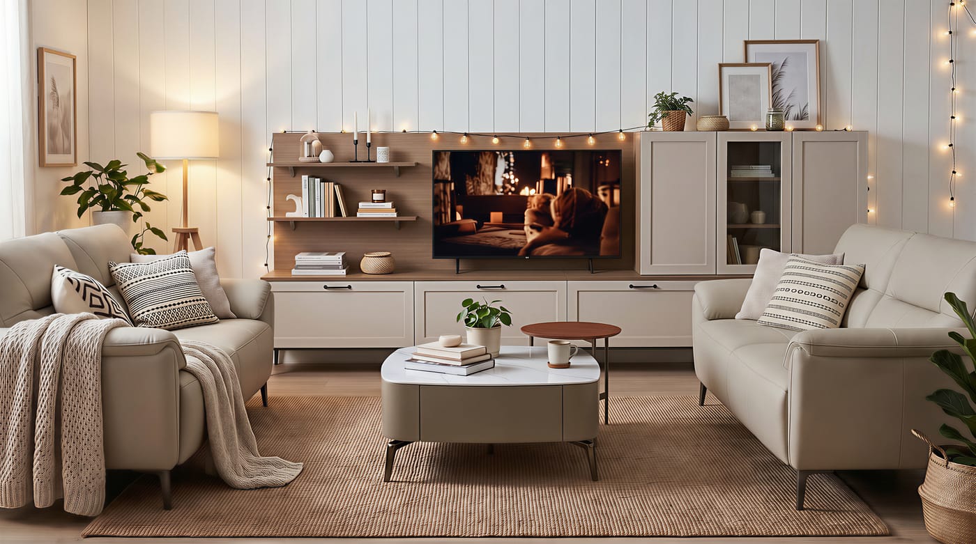 Living & TV walls — ALUMAX cabinet render