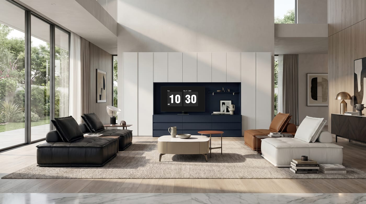 Living & TV walls — ALUMAX cabinet render