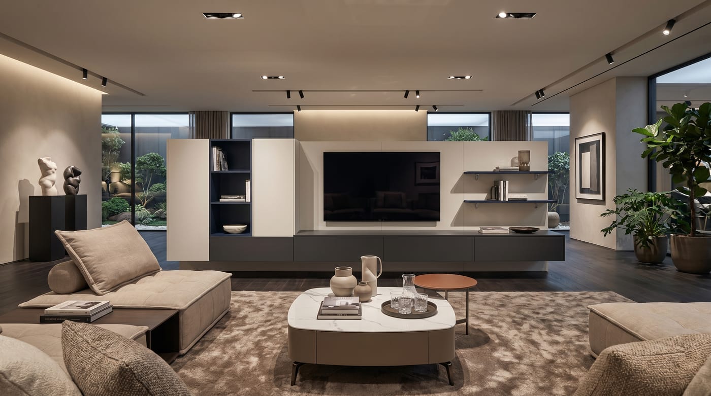 Living & TV walls — ALUMAX cabinet render