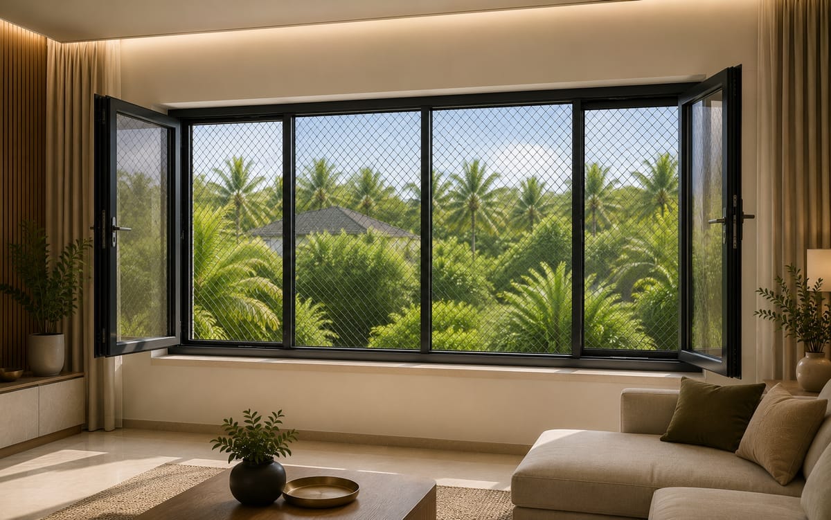 Casement Window with Security Mesh